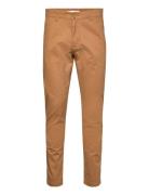 Luca Slim Twill Chino Pants - Gots/ Bottoms Trousers Chinos Brown Knowledge Cotton Apparel