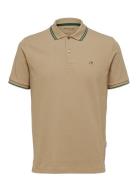 Slhdante Sport Ss Polo Noos Tops Polos Short-sleeved Beige Selected Homme