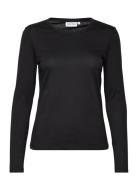 Smooth Cotton Crew Neck Tee Ls Tops T-shirts & Tops Long-sleeved Black Calvin Klein