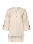 Linen Blouse Tops Blouses Long-sleeved Cream Rosemunde