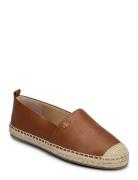 Cameryn Iv Tumbled Leather Espadrille Espadrillos Flade Sandal Brown Lauren Ralph Lauren