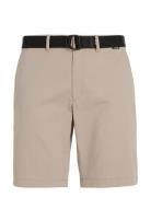 Modern Twill Slim Short Belt Bottoms Shorts Chinos Shorts Beige Calvin Klein