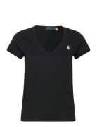 Cotton Jersey V-Neck Tee Tops T-shirts & Tops Short-sleeved Black Polo Ralph Lauren