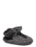 Cotton Jaquard Slippers Shoes Baby Booties Grey Melton