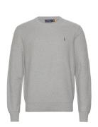 Textured Cotton Crewneck Sweater Tops Knitwear Round Necks Grey Polo Ralph Lauren