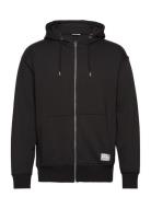 Sdlenz Zipper Sw Tops Sweatshirts & Hoodies Hoodies Black Solid