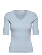 Ludmilla Ss Tee Gots Tops T-shirts & Tops Short-sleeved Blue Basic Apparel