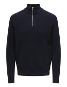 Onsphil Reg 12 Struc Half Zip Knit Noos Tops Knitwear Half Zip Jumpers Navy ONLY & SONS