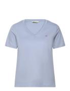 Reg Shield Ss V-Neck T-Shirt Tops T-shirts & Tops Short-sleeved Blue GANT