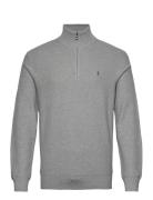 Mesh-Knit Cotton Quarter-Zip Sweater Tops Knitwear Half Zip Jumpers Grey Polo Ralph Lauren