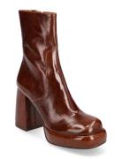 264-Dena Cuir Brillant Shoes Boots Ankle Boots Ankle Boots With Heel Brown Jonak Paris