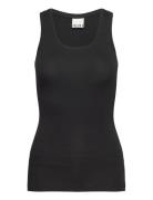 Ihzola Plain To Tops T-shirts & Tops Sleeveless Black ICHI