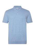 Slhberg Ss Knit Polo Noos Tops Knitwear Short Sleeve Knitted Polos Blue Selected Homme