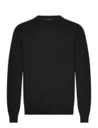 Slhdane Ls Knit Structure Crew Neck Noos Tops Knitwear Round Necks Black Selected Homme