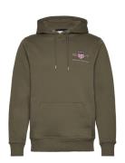 Reg Medium Archive Shield Hoodie Tops Sweatshirts & Hoodies Hoodies Khaki Green GANT