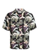 Jjjeff Floral Aop Resort Shirt Ss Tops Shirts Short-sleeved Black Jack & J S