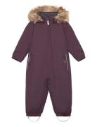 Coverall W. Fake Fur Outerwear Coveralls Snow-ski Coveralls & Sets Purple Color Kids