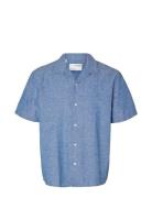 Slhrelaxsun Shirt Ss Resort Tops Shirts Short-sleeved Blue Selected Homme