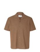 Slhrelaxsun Shirt Ss Resort Tops Shirts Short-sleeved Brown Selected Homme