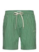 Stan Stripe Seersucker Swim Shorts Badeshorts Green Les Deux