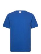 Slhsander Seersucker Ss O-Neck Tee Tops T-Kortærmet Skjorte Blue Selected Homme