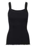 Organic Cotton Strap Top Tops T-shirts & Tops Sleeveless Black Rosemunde