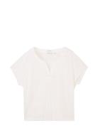 T-Shirt With Pleats Tops T-shirts & Tops Short-sleeved White Tom Tailor