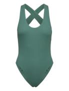 Nike Elevated Essential Pucker Crossback Piece Sport Swimsuits Green NIKE SWIM