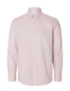 Slhslimsoho-Aop Shirt Ls B Tops Shirts Casual Pink Selected Homme