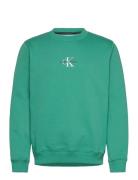 Monologo Crew Neck Tops Sweatshirts & Hoodies Sweatshirts Green Calvin Klein Jeans