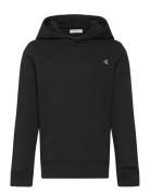 Monogram Mini Badge Hoodie Tops Sweatshirts & Hoodies Hoodies Black Calvin Klein