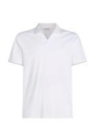 Smooth Cotton Open Placket Polo Tops Polos Short-sleeved White Calvin Klein