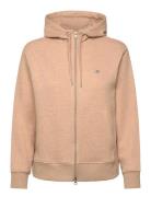 Shield Zip Hoodie Tops Sweatshirts & Hoodies Hoodies Beige GANT