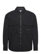 Premium Essentials Zip Overshirt Tops Overshirts Black Calvin Klein Jeans