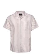 Giles Bowling Striped Shirt S/S Tops Shirts Short-sleeved Pink Clean Cut Copenhagen