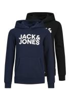 Jjecorp Logo Sweat Hood 2Pk Mp Noos Jnr Tops Sweatshirts & Hoodies Hoodies Multi/patterned Jack & J S