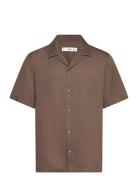 Regular-Fit Shirt With Bowling Collar Tops Shirts Short-sleeved Brown Mango