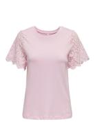 Onlebba Life S/S Lace Top Jrs Tops T-shirts & Tops Short-sleeved Pink ONLY