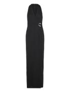 Buckle-Trim Stretch Jersey Halter Gown Maxikjole Festkjole Black Lauren Ralph Lauren