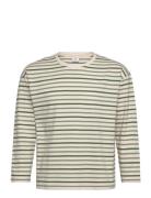 Top Ls Essentials Stripe Tops T-shirts Long-sleeved T-Skjorte Green Lindex