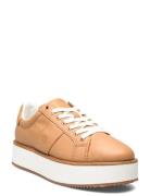 Amelia Nappa Leather Platform Sneaker Low-top Sneakers Beige Lauren Ralph Lauren