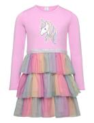 Dress L S Unicorn And Mesh Ski Dresses & Skirts Dresses Casual Dresses Long-sleeved Casual Dresses Pink Lindex