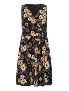 Floral Surplice Jersey Sleeveless Dress Knælang Kjole Black Lauren Ralph Lauren