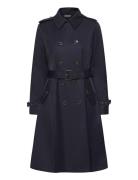 Belted Double-Breasted Trench Coat Trenchcoat Frakke Black Lauren Ralph Lauren