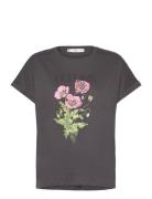 Printed Cotton-Blend T-Shirt Tops T-shirts & Tops Short-sleeved Black Mango