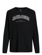 Jjecaleb Varsity Tee Ls O-Neck Jnr Tops T-shirts Long-sleeved T-Skjorte Black Jack & J S