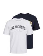 Jjecaleb Varsity Tee Ss O-Neck 2Pk Mp Tops T-Kortærmet Skjorte White Jack & J S