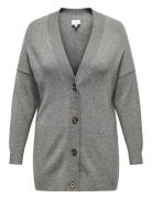 Caresly Ls Button Cardigan Knt Noos Tops Knitwear Cardigans Grey ONLY Carmakoma