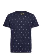 Allover Pony Cotton Jersey Sleep Shirt Tops T-Kortærmet Skjorte Navy Polo Ralph Lauren Underwear