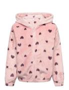 Hoodjacket Pile Aop And Ears Tops Sweatshirts & Hoodies Hoodies Pink Lindex